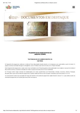 FRAGMENTOS DE MANUSCRITOS NO ARQUIVO LEONOR. TESTEMUNHOS DE SOBREVIVENTES DA HISTÓRIA