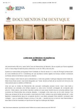 LIVRO DOS ACÓRDÃOS E ELEIÇÕES DA SCMB 1584-1627